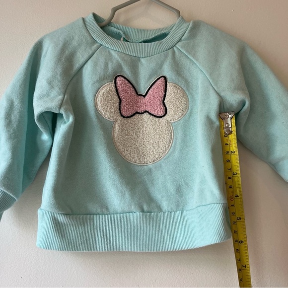 🌼 5/$25 Disney Baby Minnie Mouse Aqua Sweatshirt 12M Pink Bow Pullover Toddler - Picture 4 of 8